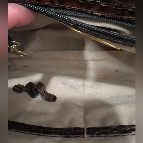 Vintage Brahmin Crocodile Embossed Shoulder Bag - Brown & Black - Picture 6 of 12
